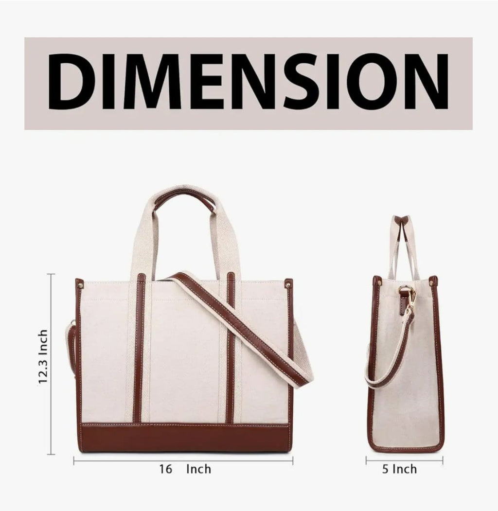 Extra Premium Large Tote - with leather trim handles, Fits 17" Laptop size