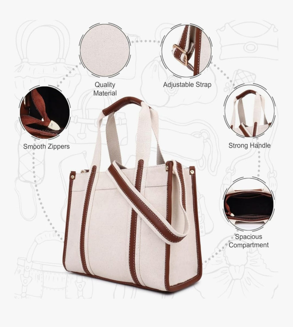 Extra Premium Large Tote - with leather trim handles, Fits 17" Laptop size