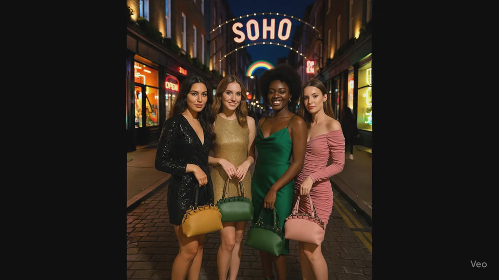 Leatherette frill Round Handbags