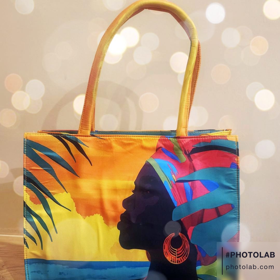 Large Quirky Artwork Print on Satin bag