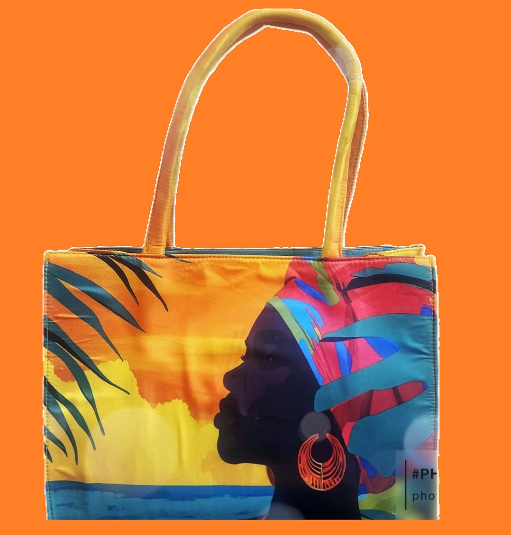 Large Quirky Artwork Print on Satin bag