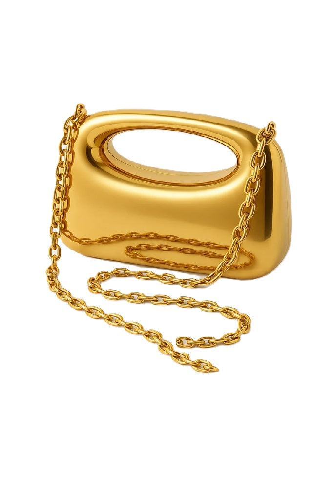 Rectangular Metallic Glossy finish clutch