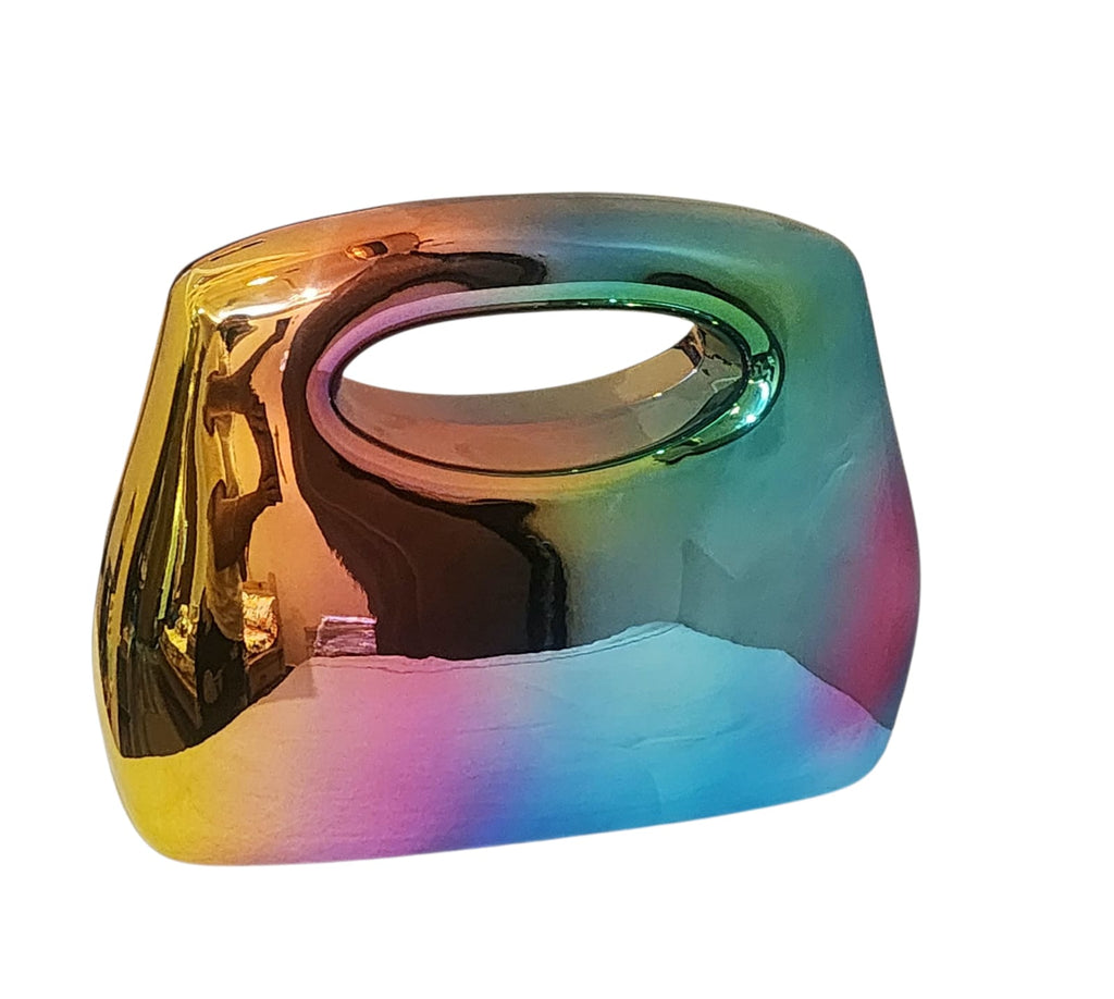 Rectangular Metallic Glossy finish clutch