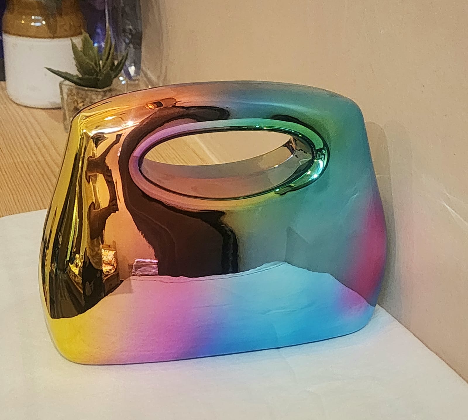 Rectangular Metallic Glossy finish clutch