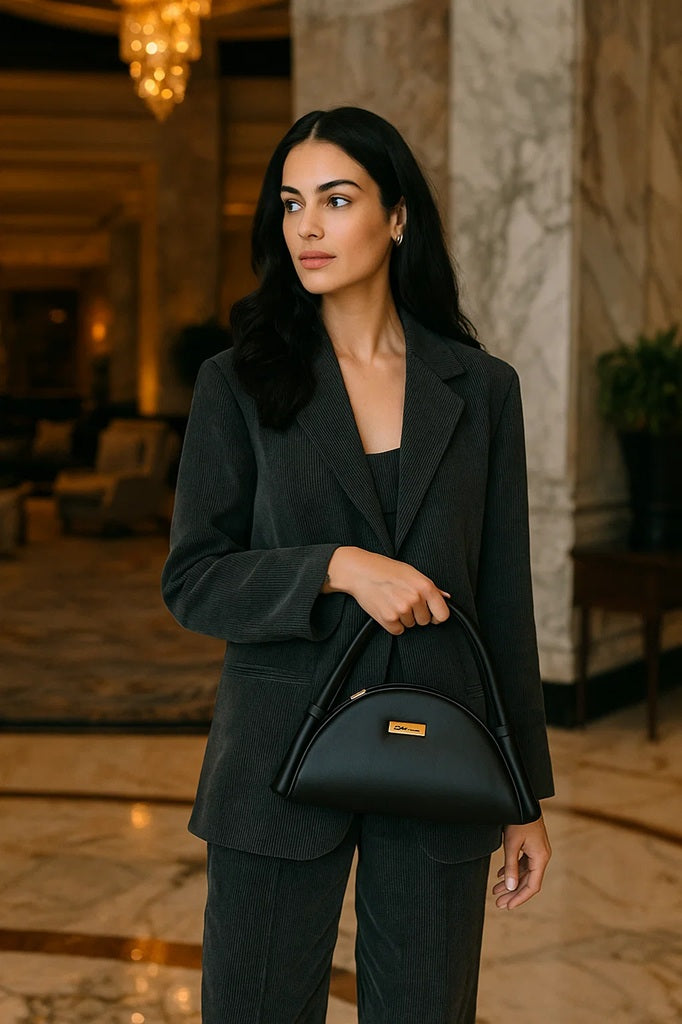 Semicircled shape Soft PU Purse Vintage style