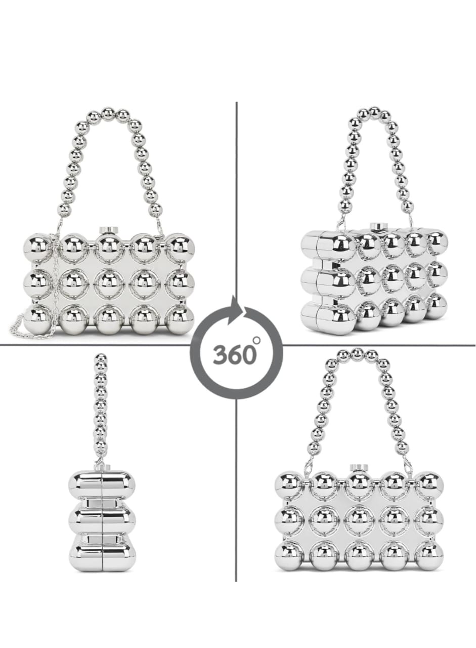 Metallic Bubble Clutch in Gold colour