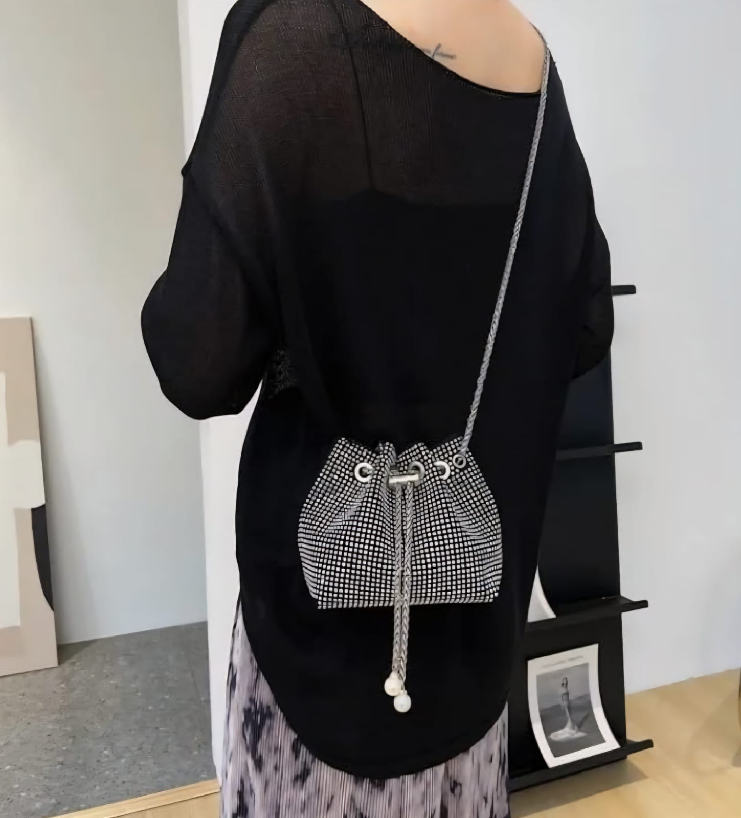 Leatherette Rhinestone studded with heavy Metal Chain - Potli Style