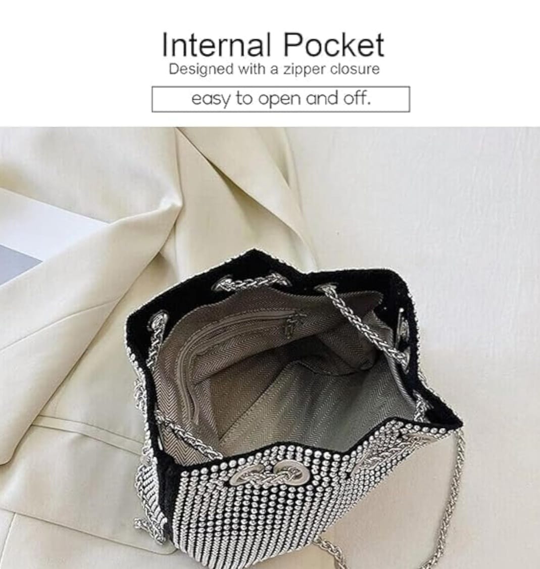 Leatherette Rhinestone studded with heavy Metal Chain - Potli Style